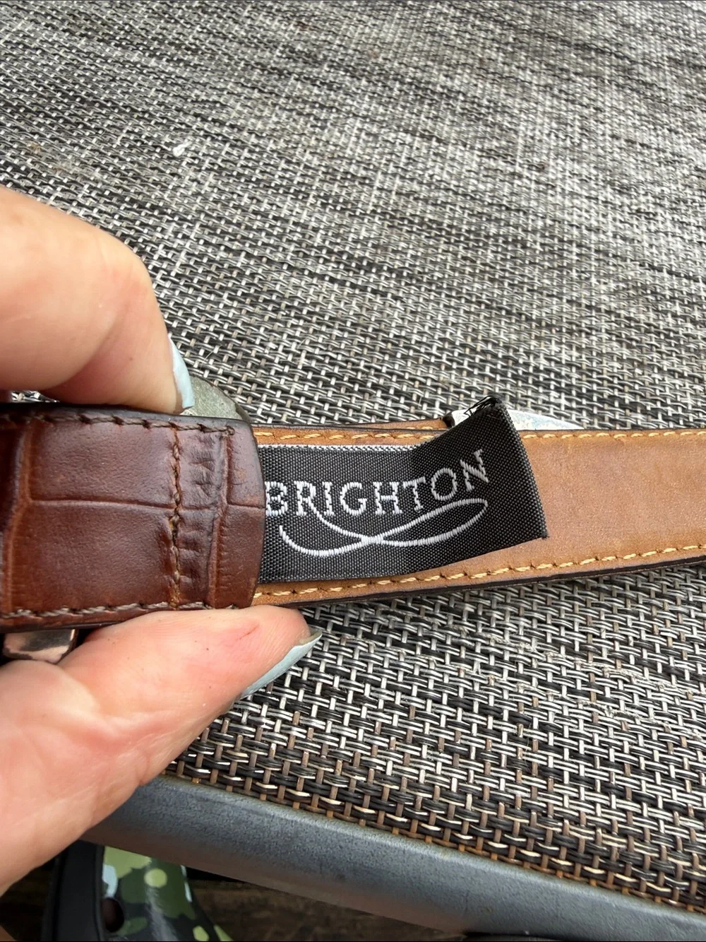 Brighton Brown Leather Belt with Silver-Tone Decorative Buckle